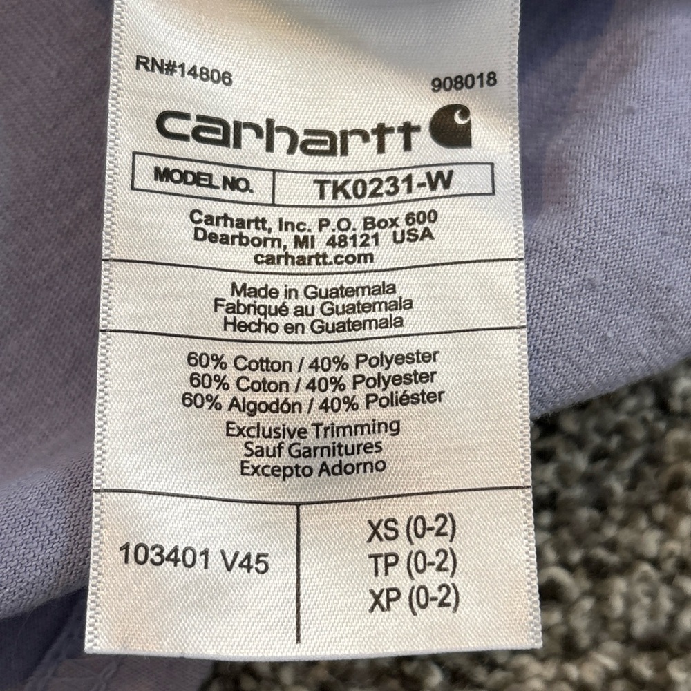 Carhartt Women's Loose Fit Heavyweight Long Sleeve Logo Sleeve Shirt XS Purple - Picture 8 of 9